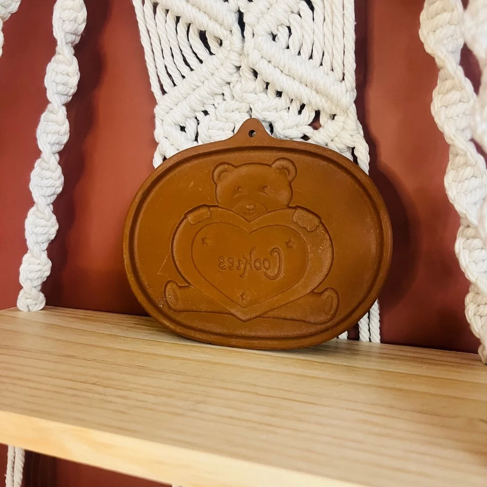 Vintage Roseville Teddy‎ Bear Cookie Mold | Brown Ceramic | Decor